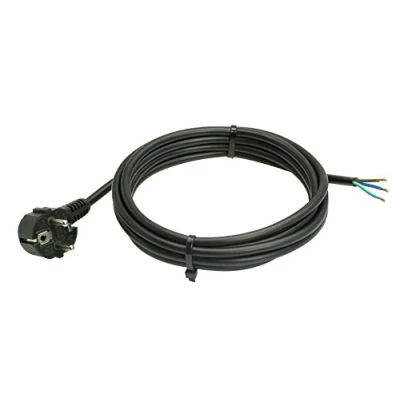 Abbildung von as Schwabe Anschlussleitung 3 m H05VV F 3G1,0 Verbindungskabel, Schutzkontaktwinkelstecker mit Leitung, Anschlusskabel 30 mm abgemantelt Aderendhülsen, Stromkabel 230V, 10A, IP20, Schwarz, 70832