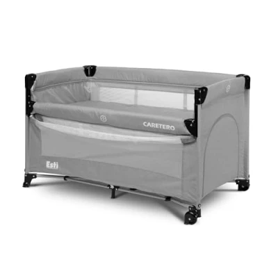 Abbildung von CARETERO Esti Reisebett mit Matratze 120x60 cm Faltbares für Babys bis 15 kg Ab Geburt 4 Jahre Inkl. Transporttasche Grau