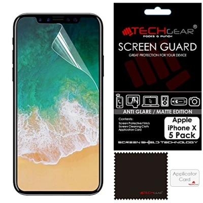 Abbildung von TECHGEAR [5 Stück Matte Displayschutzfolien für iPhone 11 Pro, XS, X Blendschutz Schutzfolie Pro mit Reinigungstuch + Applikationskarte