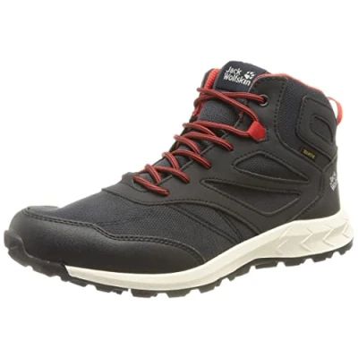 Abbildung von Jack Wolfskin Woodland Texapore MID Unisex Hikingschuh für Kinder, Größe: 31, Night blue/red Lederimitat/textil