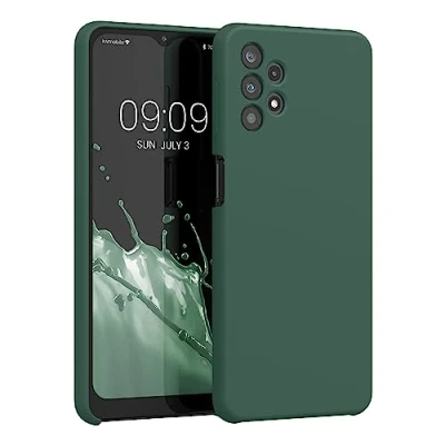 Abbildung von kwmobile Hülle kompatibel mit Samsung Galaxy A32 5G Silikon Handy Case Handyhülle weiche Oberfläche kabelloses Laden Tannengrün