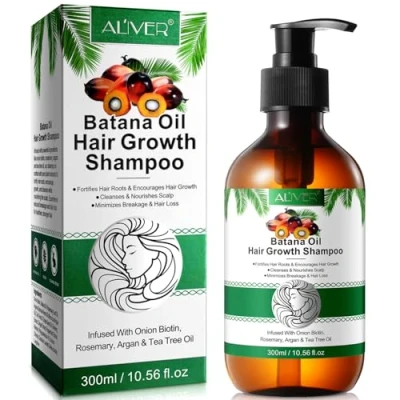 Abbildung von Batana Oil Haarwuchs Shampoo, 300ml Haarausfall Shampoo für dünner werdendes Haar Frauen und Männer, Verdickungs dickeres, volleres mit Rosmarin, Arganöl &amp; Zwiebel Biotin
