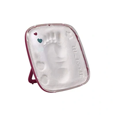 Abbildung von Baby Art HelloBaby Bilderrahmen mit DIY Gipsabdruck für Handabdruck Fußabdruck, zum Aufstellen oder Aufhängen, schöne Geschenkbox zur Geburt Taufe, burgundy, rot