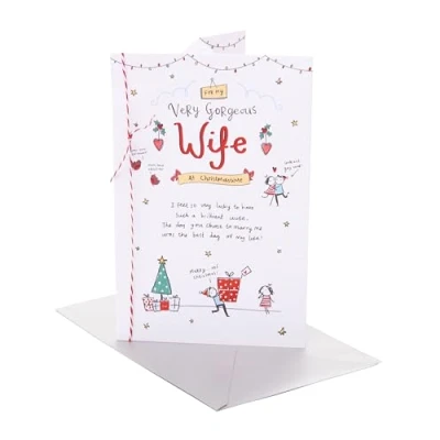 Abbildung von UK Greetings Weihnachtskarte für Ehefrau Skizzendesign