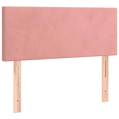 Abbildung von vidaXL Kopfteil, Bettkopfteil mit Holzbeinen, Höhenverstellbar Polsterkopfteil für Bett, Betthaupt Bettzubehör Schlafzimmer, Rosa 90x5x78/88cm Samt