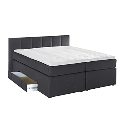 Abbildung von Möbelfreude Boxspringbett Valina mit Bettkasten 180x200cm ..., Anthrazit H3 Kopfteilhöhe 90 cm ideal für Dachschrägen + Bet