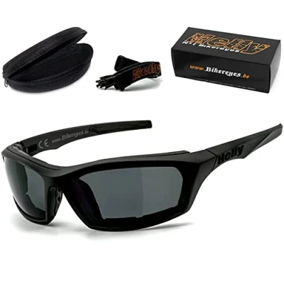 Abbildung von Helly No.1 Bikereyes Motorradbrille i stealth, Band und Bügel