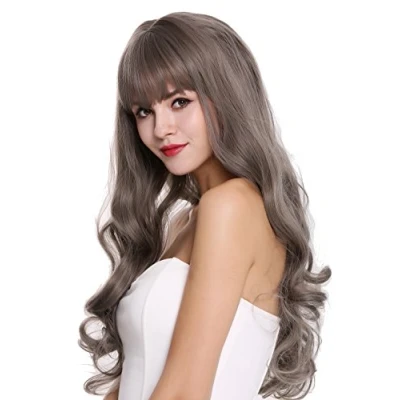 Abbildung von WIG ME UP DL 049 8AT10A Perücke Damenperücke sehr lang Pony gewellt wellig Braun Grau Mix