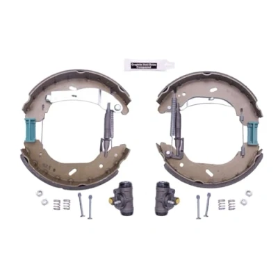 Abbildung von HELLA Shoe Kit Pro 8DB 355 005 071 Bremsensatz, Trommelbremse mit Radbremszylinder, Stellelement FORD: Transit Mk5 Pritsche/Fahrgestell