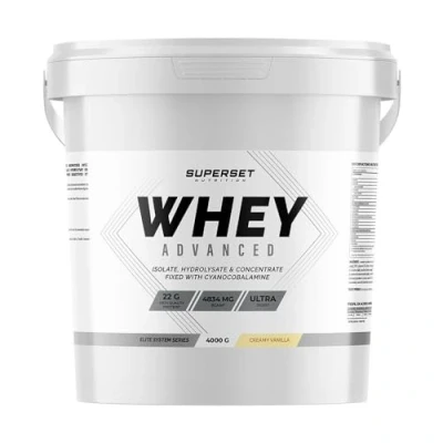 Abbildung von Superset Nutrition 100% Whey Protein Advanced (4kg) 74% Isolat + Konzentrat Hydrolysat, Optimierte Verdauung, Reich an BCAA und Glutamin Cremige Vanille