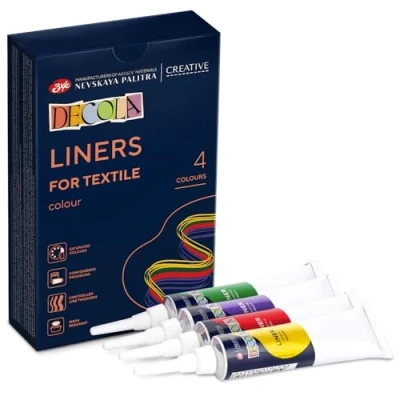 Abbildung von Decola Klassische Textilfarben Set für Konturen 4x18ml Hochpigmentierte Textil Farben in Rot, Violett, Grün &amp; Gelb Hergestellt von Nevskaya Palitra