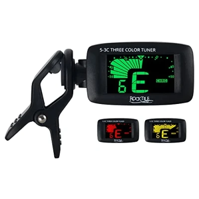 Abbildung von Rocktile Stimmgerät 5 3C Three Color Clip Tuner, (inkl. Knopfbatterie), Geeignet für Gitarre, Bass, Ukulele und Violine