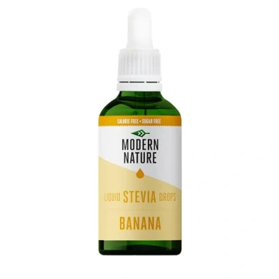 Abbildung von Modern Nature Banane Stevia Drops Aroma Geschmackstropfen Flavdrops Flüssige Tropfen Süßstoff Flavour Kalorienfrei, Zuckerfrei Keto Süßungsmittel für Wasser, Tee, &amp; Joghurt 100ml