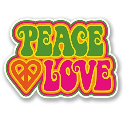 Abbildung von 2 x 15 cm Peace Love Aufkleber Symbol Hippie Camper Beetle Fun Girls #6035 (15 breit 10,5 hoch)