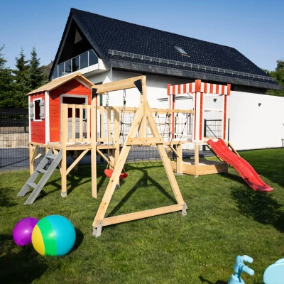 Abbildung von HOME DELUXE Spielturm Spielpark WUNDERLAND inkl. Schaukel, Rutsche, Kletternetze, Kinderspielhaus, 555 x 340 215 cm, Klettergerüst,