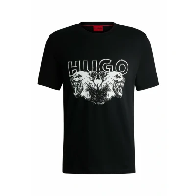 Abbildung von HUGO Durro Tshirt print, Herren, Größe: Small, Black