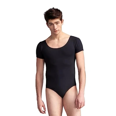 Abbildung von Capezio Tactel Herren Gymnastikanzug, kurzärmelig, schwarz, Large