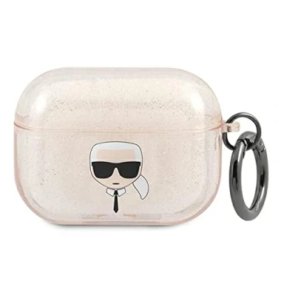 Abbildung von Karl Lagerfeld Karl&#039;s Head Silicone Glitter Case für das Apple AirPods Pro Gold