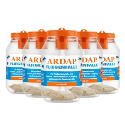 Abbildung von ARDAP Fliegenfalle Außen 5er Pack Biologische Natürlicher Anti Fliegen Lockstoff mit Langzeitwirkung Fallen Für Garten, etc. (PT19)