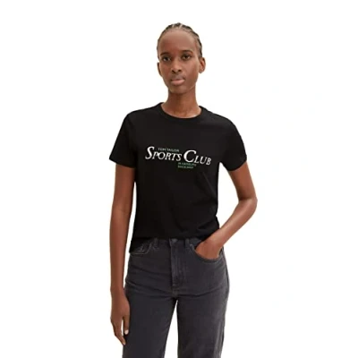 Abbildung von TOM TAILOR Denim Damen 1035364 T Shirt mit Print, 14482 Deep Black, XL