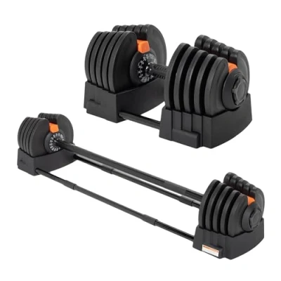 Abbildung von TREXO Verstellbare 2in1 Kurz und Hantelstangen Set 2 kg bis 41 Ideal für Krafttraining, Fitness Muskelaufbau Kurzhanteln Langhanteln Einstellbar aus Eisen mit Ergonomischem Griff