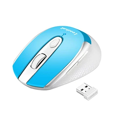 Abbildung von LeadsaiL Leise Kabellose Maus 2,4 GHz 1600 DPI Optical Tracking, 6 Tasten Optische Computermaus, PC mit USB Nano Empfänger, Kompatibel PC, Mac, Laptop Hellblau