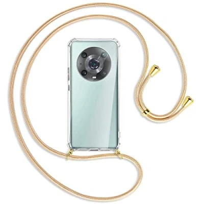 Abbildung von mtb more energy® Handykette kompatibel mit Honor Magic 4 Pro (6.81&#039;&#039;) Shiny Gold/Gold Smartphone Hülle zum Umhängen Anti Shock Full TPU Case