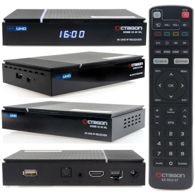 Abbildung von OCTAGON SX988 V2 4K UHD Linux Smart TV Receiver mit WLAN WiFi, Box, LAN, Mediathek, YouTube, Internet Radio, HDMI CEC, E2 Multiroom Client System