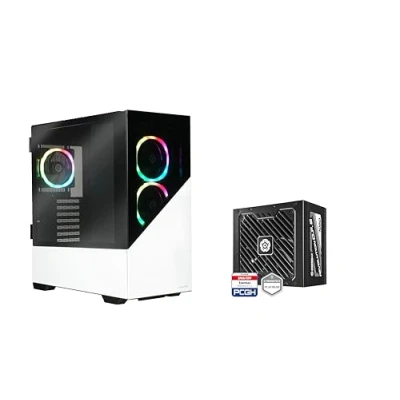 Abbildung von Enermax EnermaxK8 ARGB Midi Tower Gaming PC Gehäuse Snow White &amp; Revolution D.F. 2 1050W Gold Netzteil Bundle; K8WW