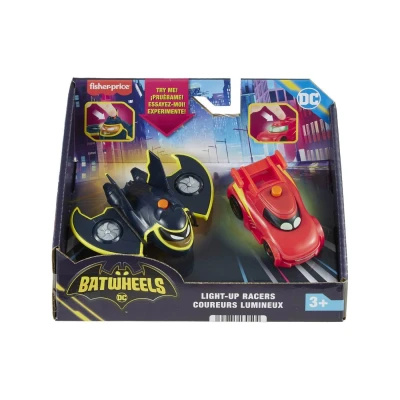 Abbildung von Fisher Price Bathwheels Redbird und Batwing 3 Knopfzellen Spielzeugauto Set mit 2 Batwheels Figuren, tolle Lichteffekt Action, für Kinder ab Jahren, HML26