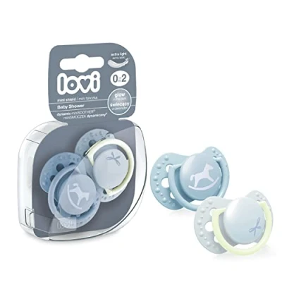 Abbildung von LOVI Dynamischer Schnuller, 0 2 Montate, Silikon, BPA frei, Baby Shower Boy Kollektion, Stück, Blau