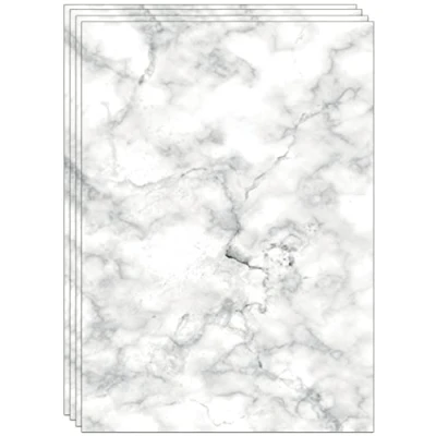Abbildung von 60 A4 Blatt buntes Marmorpapier, beidseitig bedruckt 90GSM marmoriertes papier Marmor Weiss (Weiß)