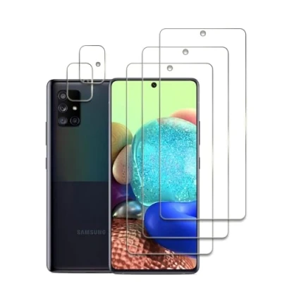 Abbildung von 3 Stück Sichtschutz Schutzfolie Für Samsung Galaxy A71 mit 2 Kamera Panzerfolie, 9H Härte Gehärtetem Glas, Anti Kratzer, Öl, Bläschen, Einfache Installation