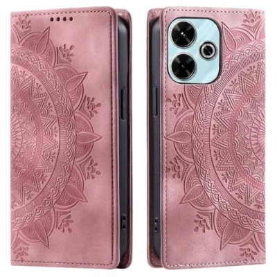 Abbildung von CoverKingz Handyhülle für Xiaomi Redmi 13 5G/4G Handytasche mit Kartenfach Wallet Case Cover Handy Hülle klappbar Motiv Mandala Rose