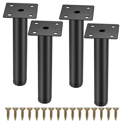 Abbildung von Fulushouxi 4 Stück Möbelbeine, 5,9 Zoll/15 cm verstellbare Möbelfüße, Metall Schrankfüße, Sofa Ersatz Stützfüße Beine für Möbel/Sofa/Tisch/Stuhl/Schreibtisch/Küche/Schrank/Schränke Füße (15CM)