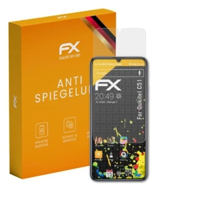 Abbildung von atFoliX Panzerfolie kompatibel mit Oukitel C51 Schutzfolie, entspiegelnde und stoßdämpfende FX Folie (3X)