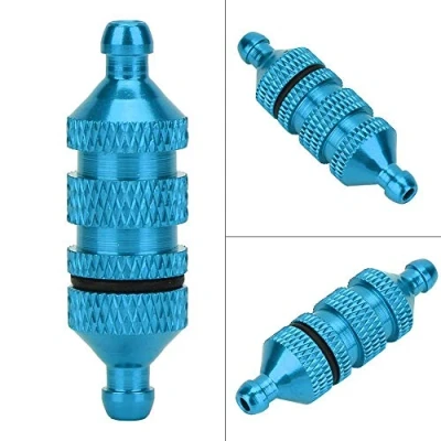 Abbildung von Drfeify Ersatzteile für Kraftstofffilter aus RC Aluminiumlegierung Playing Accessories 1: 8/1:10 Modellauto Motorzubehör(Blau) Musical Instrument
