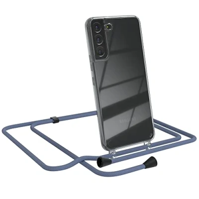 Abbildung von EAZY CASE Handykette kompatibel mit Samsung Galaxy S22 Plus 5G Handyhülle Umhängeband, Handykordel Schutzhülle, Silikonhülle, Hülle, Stylische Kette für Smartphone, EIS Blau Clips Schwarz