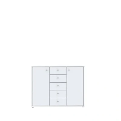 Abbildung von Forte Tempra 2 Kommode mit Türen und 5 Schubladen, Holzwerkstoff, weiß, Bx H xT: 108,8 x 85,5 34,8 cm