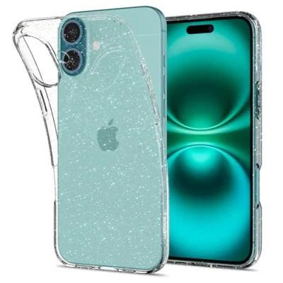 Abbildung von Spigen Liquid Crystal Glitter Hülle Kompatibel mit iPhone 16 Plus Quartz
