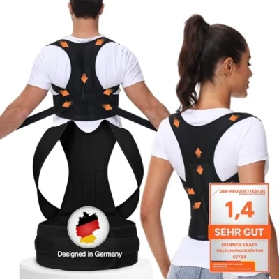 Abbildung von DONNER KRAFT Haltungskorrektur Herren Damen: Back Posture Corrector Haltung Korrektur Gurt für und Damen Verstellbare Atmungsaktive Haltungstrainer + Ebook (XL)