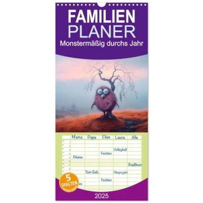 Abbildung von Familienplaner 2025 Monstermäßig durchs Jahr mit 5 Spalten (Wandkalender, 21 cm x 45 cm), CALVENDO