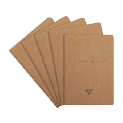Abbildung von Clairefontaine 103536C Packung mit 5 Hefte Flying Spirit, liniert DIN A5 48 Blatt, Braun Motiven sortiert, 1 Pack