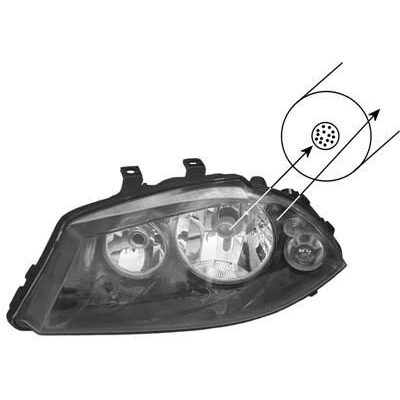 Abbildung von VAN WEZEL 4917965V Scheinwerfer links H7, H3 rauchgrau für Rechtsverkehr ohne Stellmotor LWR, mit Reflektor PK22s SEAT: Ibiza 3 Schrägheck