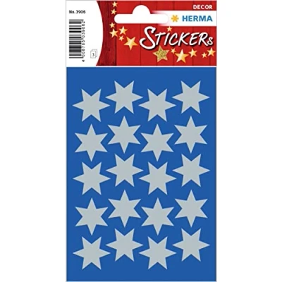 Abbildung von HERMA 3906 Aufkleber Sterne Silber groß, 60 Stück, 21 mm, Stern Sticker aus Papier, Weihnachtssticker Sternaufkleber für Weihnachten Geschenke Adventskalender Dekoration Kinder Belohnung DIY Basteln