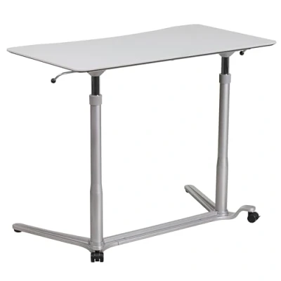 Abbildung von Flash Furniture Computer Schreibtisch zum Sitzen und Stehen, ergonomisch, Metall, hellgrau, 1 Stück