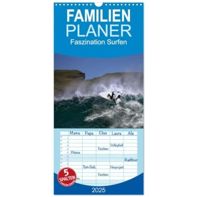 Abbildung von Familienplaner 2025 Faszination Surfen mit 5 Spalten (Wandkalender, 21 cm x 45 cm), CALVENDO