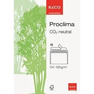 Abbildung von Elco 74276.20 Proclima Verpackung mit 10 Briefumschläge/Versandtasche, Haftklebeverschluss, C4, 120g, weiss recycl, Fenster: nein