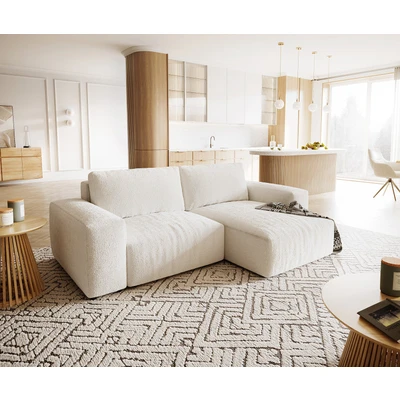 Abbildung von Ecksofa Lanzo XL 270x180 cm Bouclé Creme Weiß Recamiere variabel
