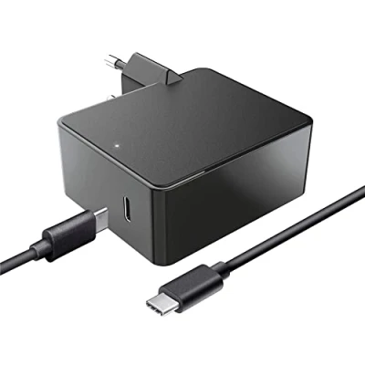 Abbildung von Trust Maxo USB C Ladegerät für Apple MacBook Pro/Air Laptops, 61 W Netzkabel, Kompakte Größe EU Netzteil, 2m Kabel, Funktioniert mit 100240 V, Stromkabel Eurostecker Schwarz